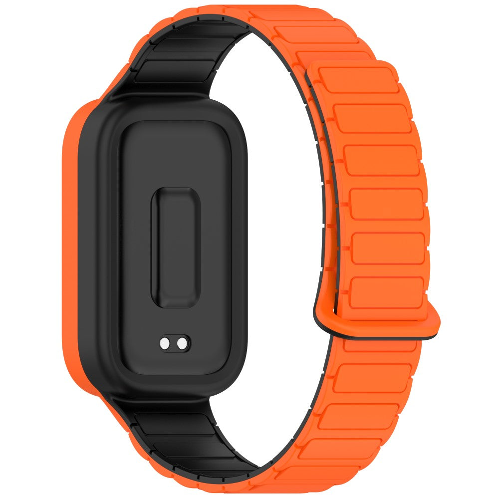 Xiaomi Smart Band 9 Active / Redmi Band 3 Silicone Watch Band Dual-Color Magnetic Reverse Buckle Wrist Strap - Orange  /  Black#serie_3