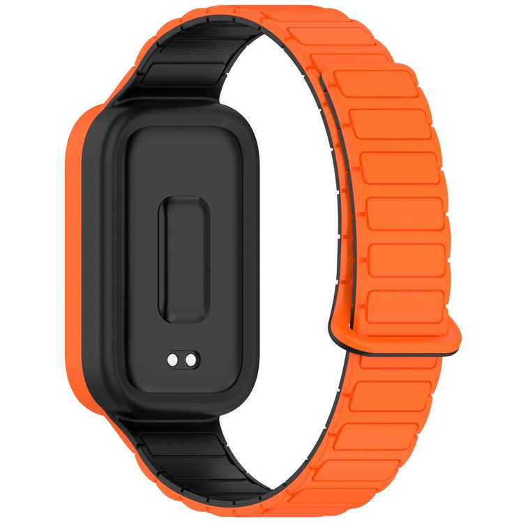Xiaomi Smart Band 9 Active / Redmi Band 3 Silicone Watch Band Dual-Color Magnetic Reverse Buckle Wrist Strap - Orange  /  Black#serie_3