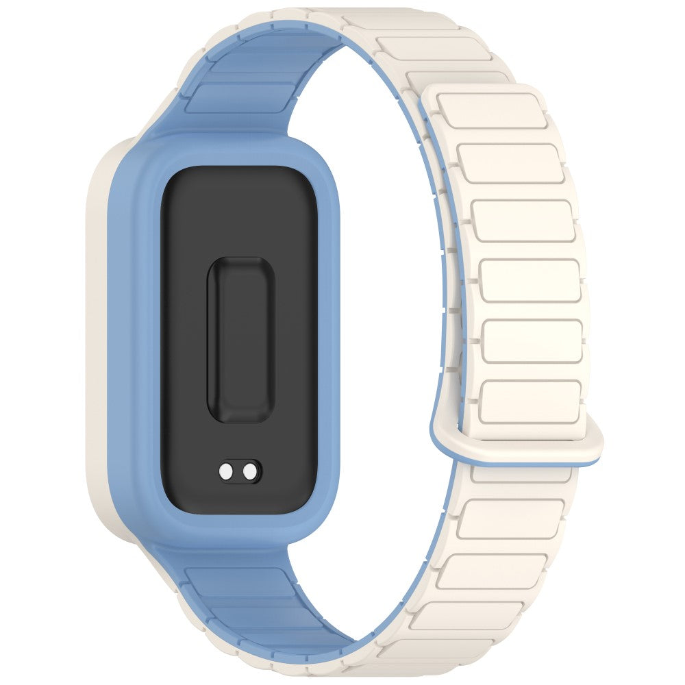 Xiaomi Smart Band 9 Active / Redmi Band 3 Silicone Watch Band Dual-Color Magnetic Reverse Buckle Wrist Strap - Antique White  /  Misty Blue#serie_4