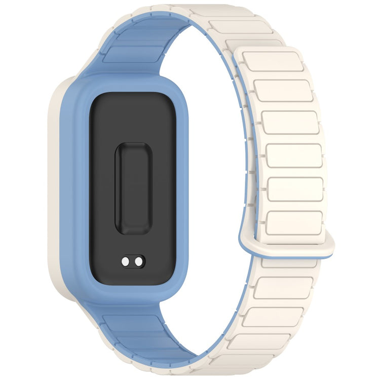 Xiaomi Smart Band 9 Active / Redmi Band 3 Silicone Watch Band Dual-Color Magnetic Reverse Buckle Wrist Strap - Antique White  /  Misty Blue#serie_4