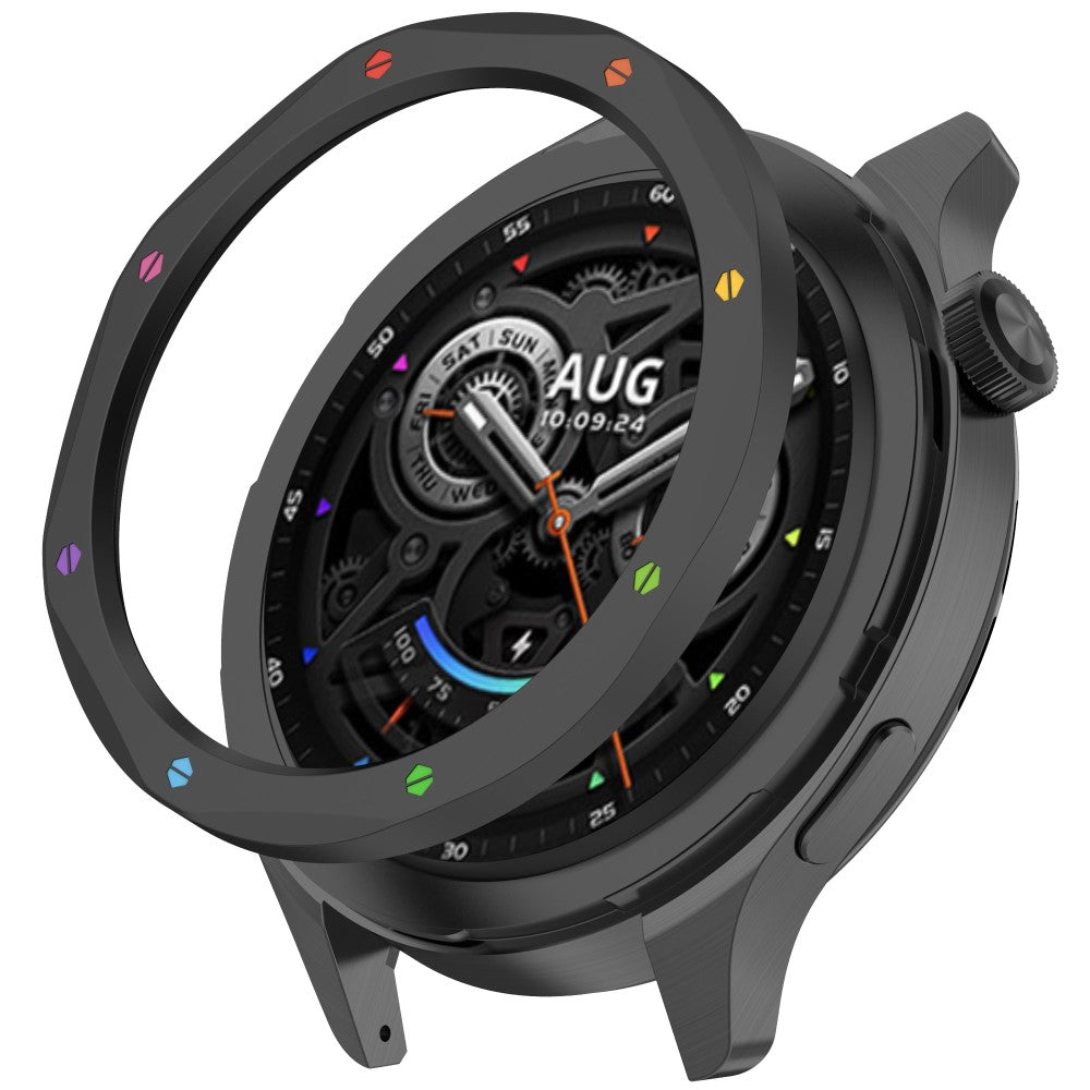 Watch Bezel Ring Xiaomi Watch S4 / S4 eSIM Version / S3 / S3 eSIM Version Stainless Steel Cover with Tempered Glass Film - Black+Rainbow#serie_1