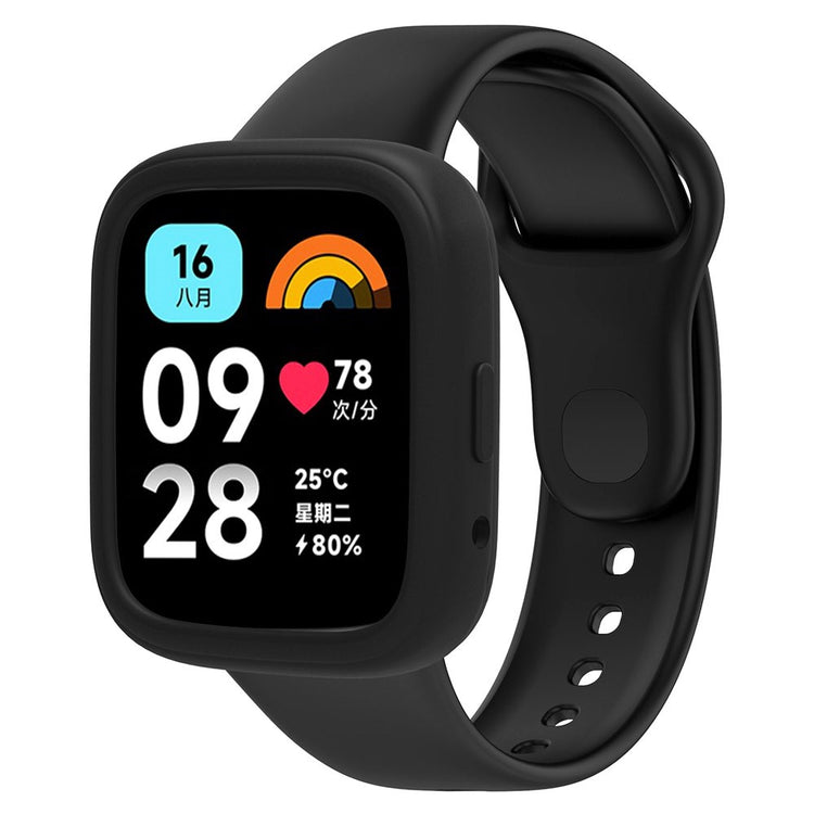 Beskyttende Silikone Universal Bumper passer til Xiaomi Redmi Watch 3 Active / Xiaomi Mi Watch Lite 3 - Sort#serie_1