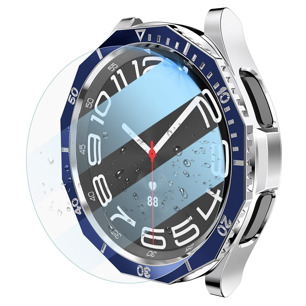 Flot Cover med Skærmbeskytter i Silikone og Glas passer til Samsung Galaxy Watch 6 Classic (43mm) - Blå#serie_6