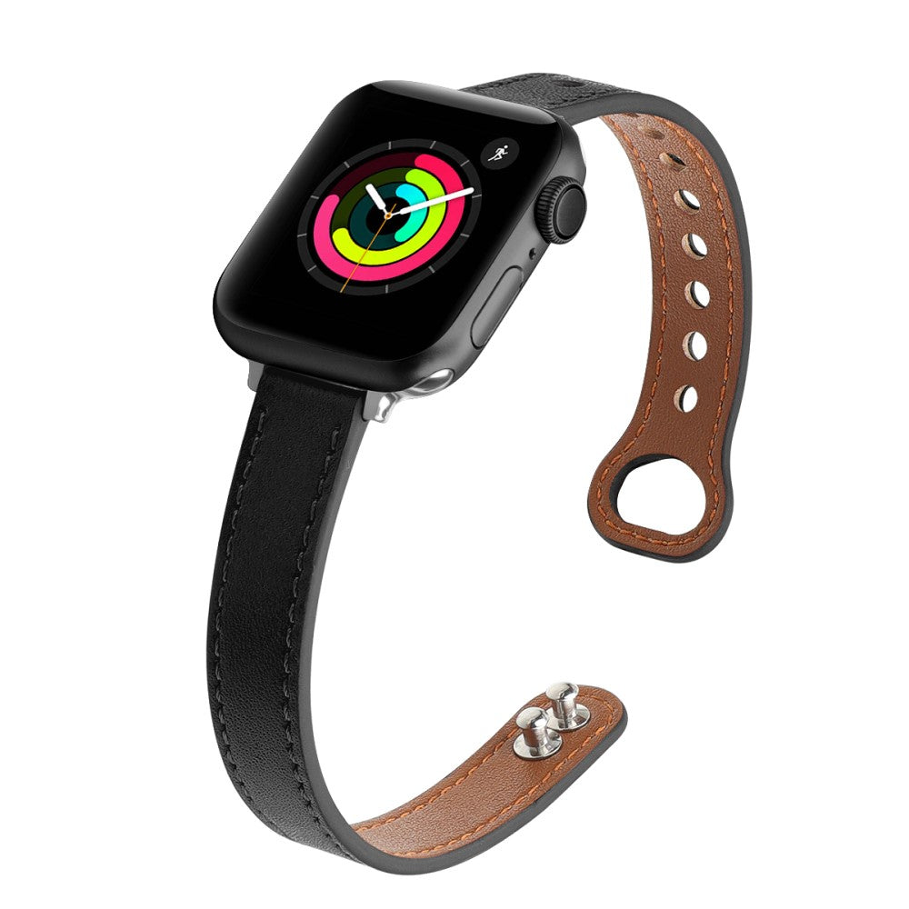 Flot Ægte Læder Universal Rem passer til Apple Smartwatch - Sort#serie_1