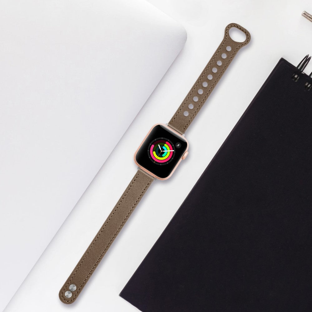 Flot Ægte Læder Universal Rem passer til Apple Smartwatch - Brun#serie_2
