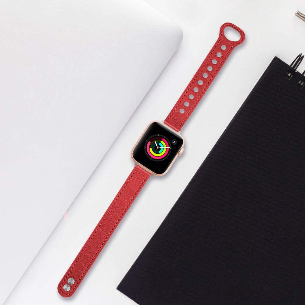 Vildt Pænt Ægte Læder Universal Rem passer til Apple Smartwatch - Rød#serie_3