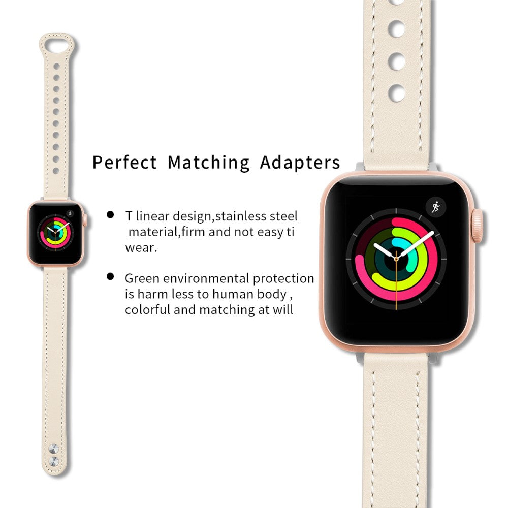 Flot Ægte Læder Universal Rem passer til Apple Smartwatch - Hvid#serie_4