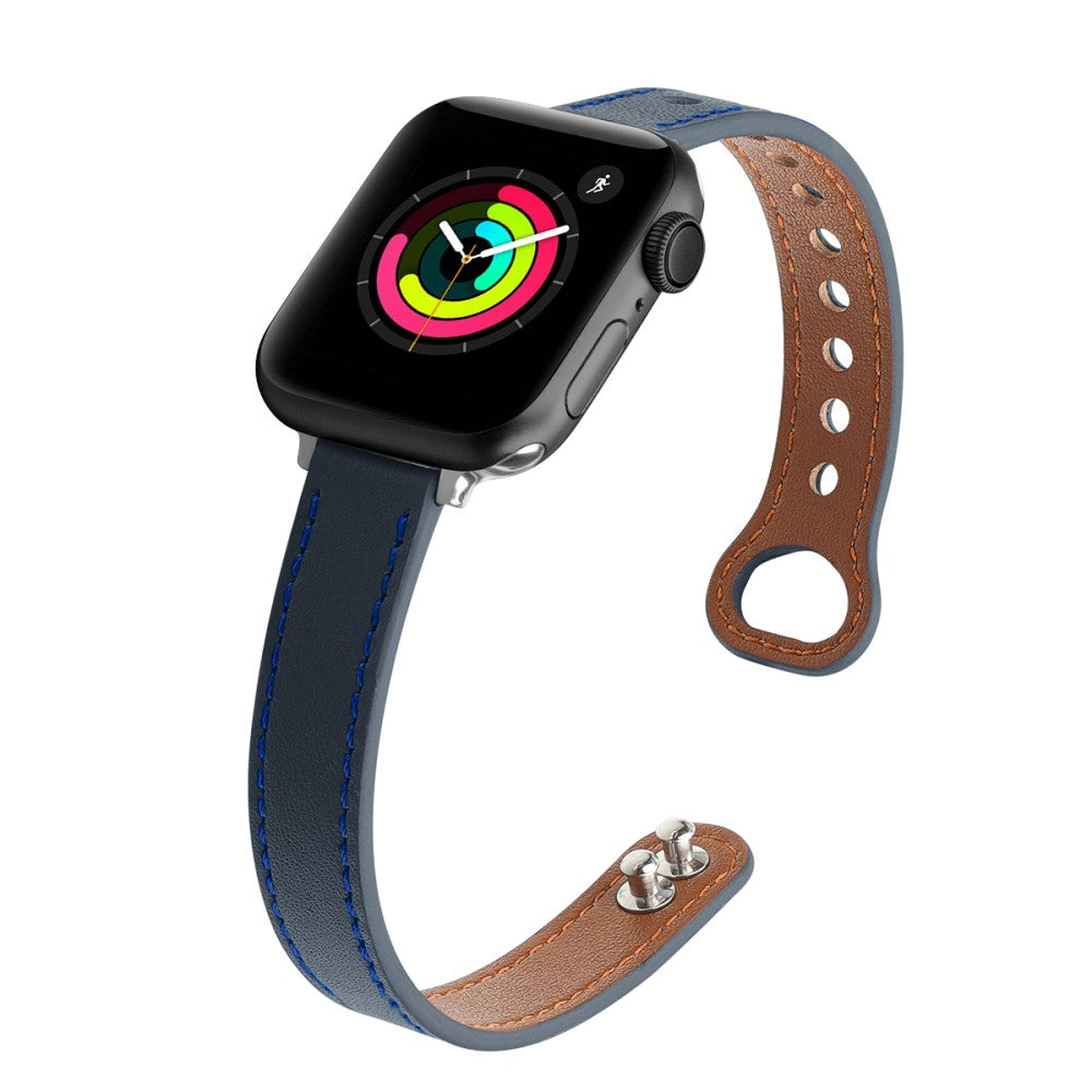 Flot Ægte Læder Universal Rem passer til Apple Smartwatch - Blå#serie_5