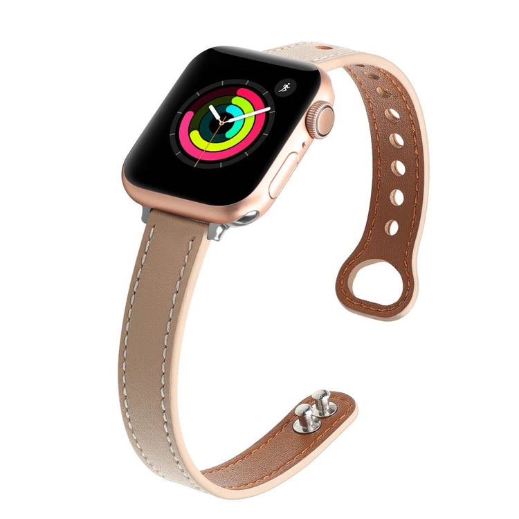 Flot Ægte Læder Universal Rem passer til Apple Smartwatch - Hvid#serie_6