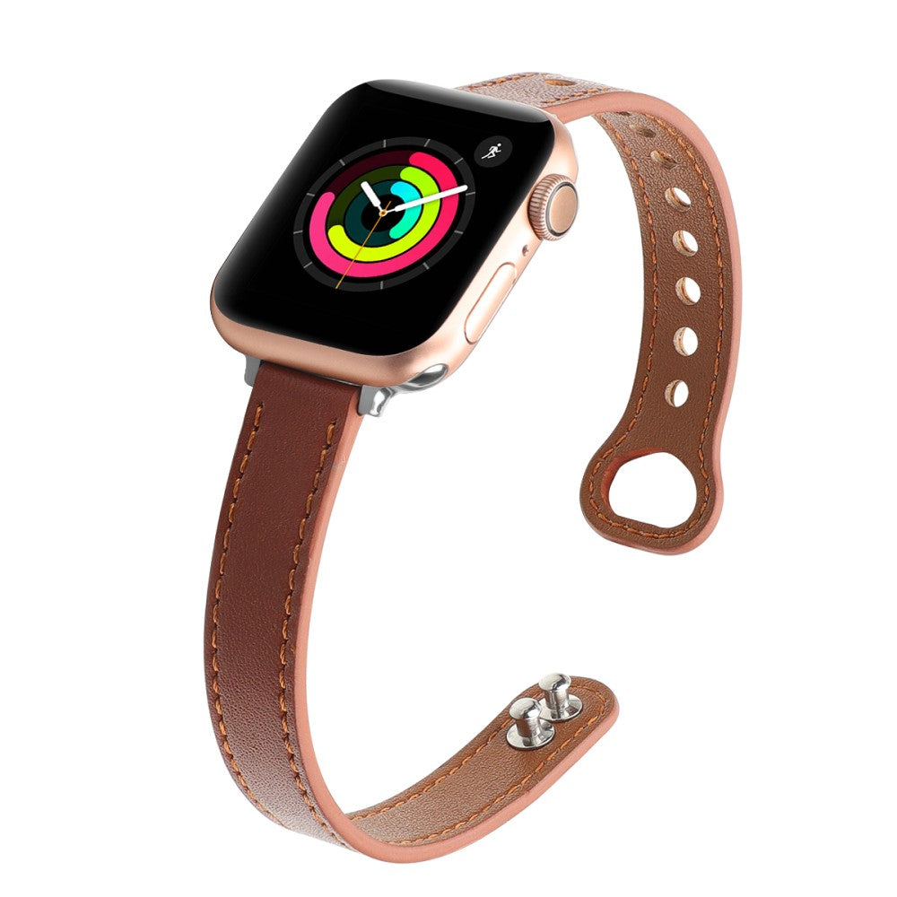 Flot Ægte Læder Universal Rem passer til Apple Smartwatch - Brun#serie_7