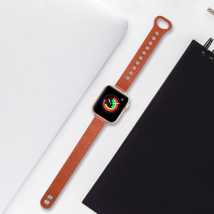 Flot Ægte Læder Universal Rem passer til Apple Smartwatch - Brun#serie_7
