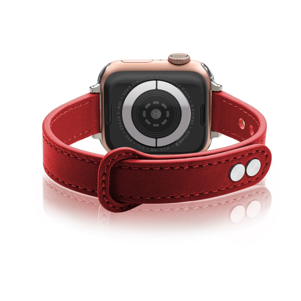 Superflot Ægte Læder Universal Rem passer til Apple Smartwatch - Rød#serie_3