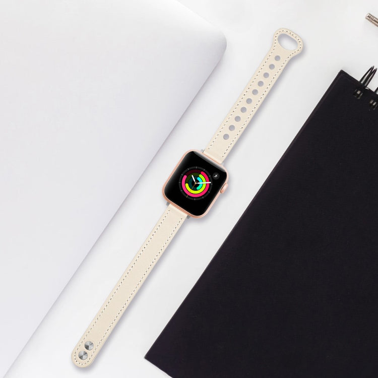 Superflot Ægte Læder Universal Rem passer til Apple Smartwatch - Hvid#serie_4
