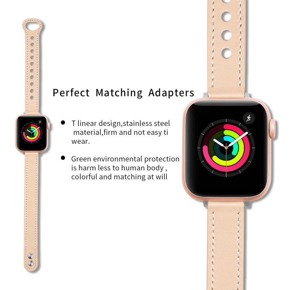 Superflot Ægte Læder Universal Rem passer til Apple Smartwatch - Hvid#serie_6
