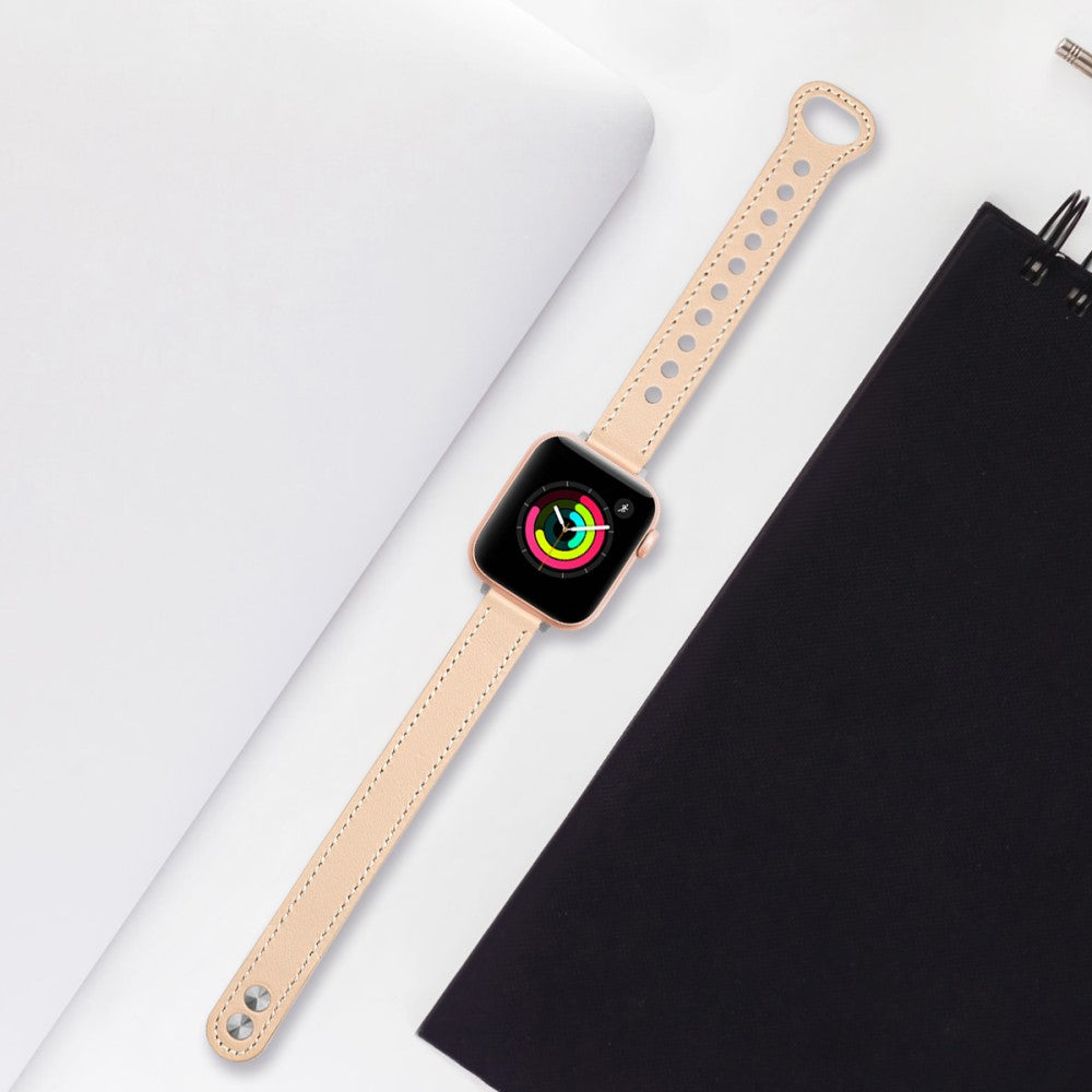 Superflot Ægte Læder Universal Rem passer til Apple Smartwatch - Hvid#serie_6