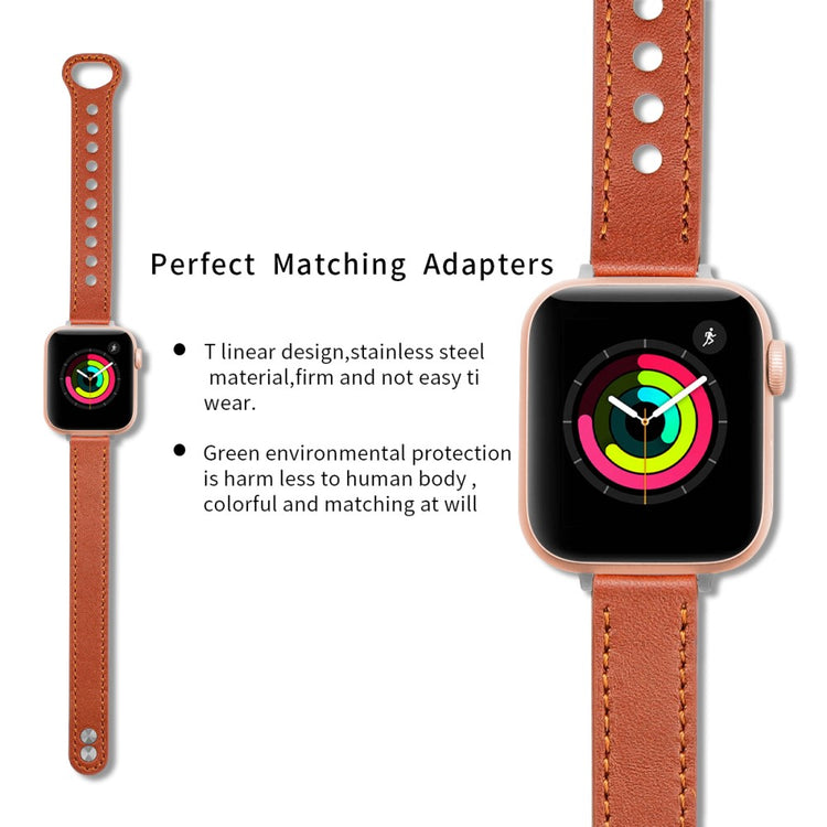 Superflot Ægte Læder Universal Rem passer til Apple Smartwatch - Brun#serie_7