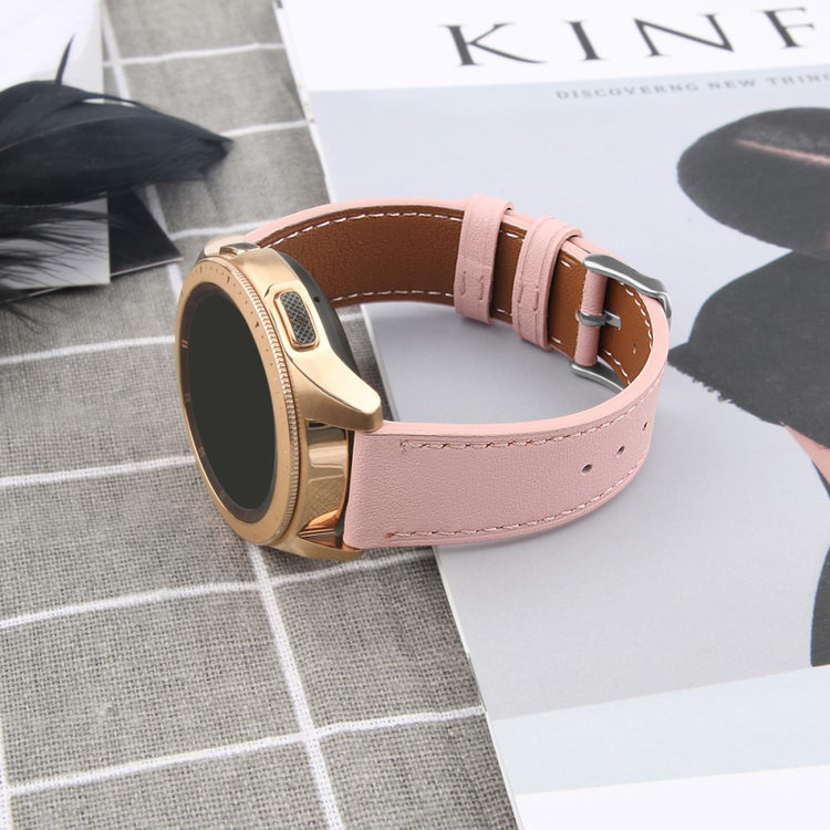 Helt Vildt Holdbart Ægte Læder Universal Rem passer til Smartwatch - Pink#serie_3