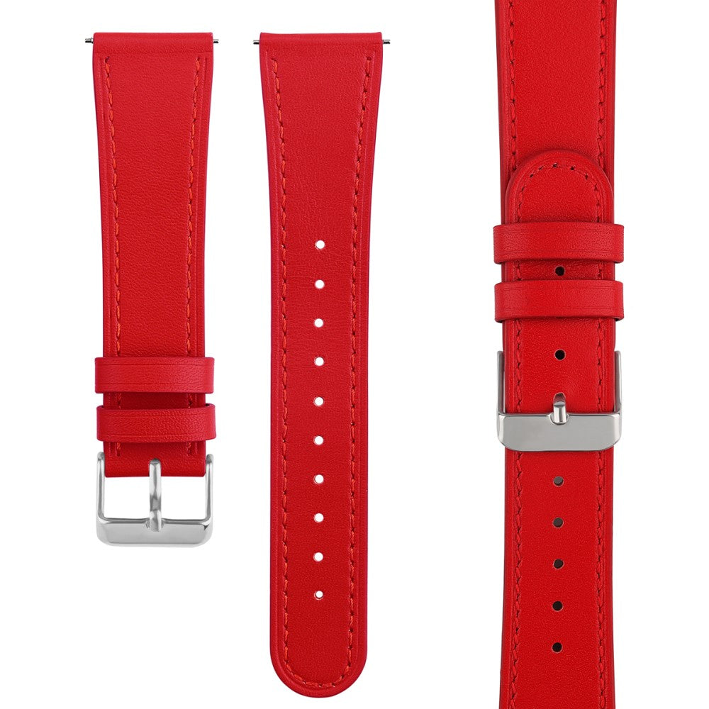 Helt Vildt Holdbart Ægte Læder Universal Rem passer til Smartwatch - Rød#serie_7