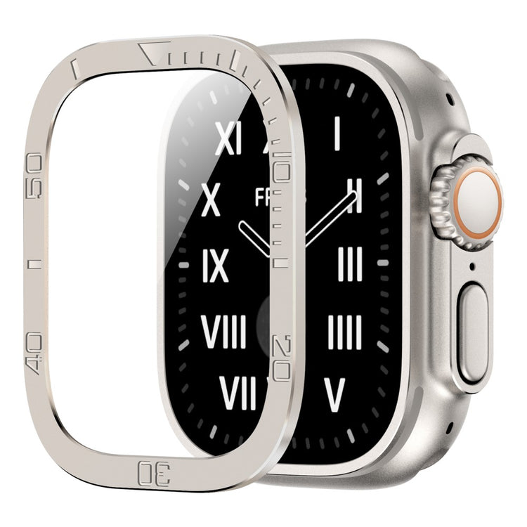 Fint Universal Cover med Skærmbeskytter i Glas passer til Apple Watch Ultra / Apple Watch Ultra 2 - Sølv#serie_3