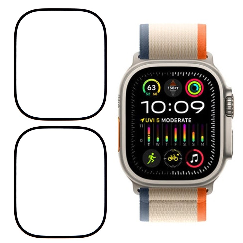 2-pack / Pack Apple Watch Ultra 3 49mm Watch Screen Protector HD Clear Pliable Film (Black Edge) - Black#serie_1