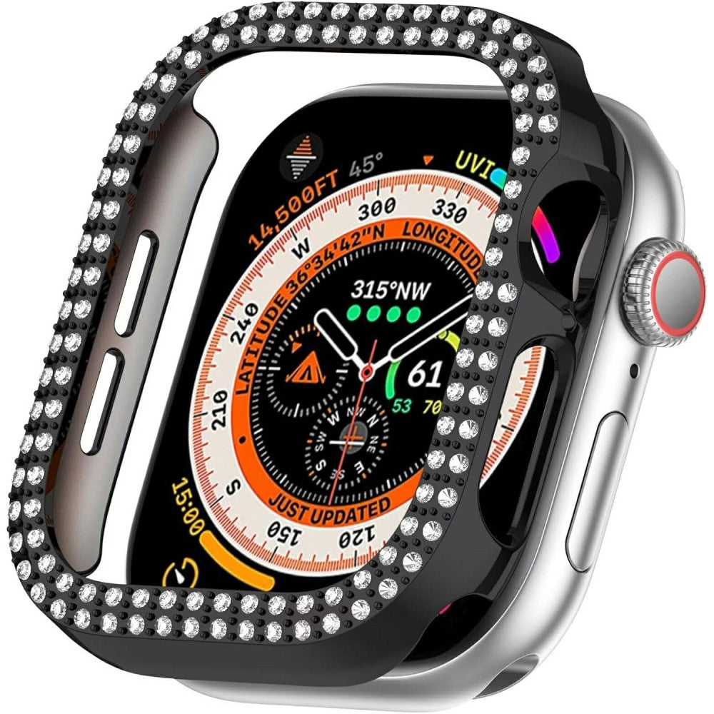Apple Watch Series 10 46mm Bump Resistant Case Hollow Design Rhinestone Decor Watch Frame Cover - Black#serie_1