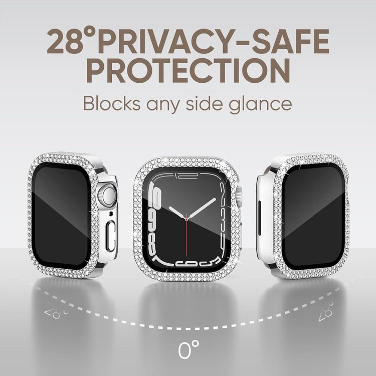 Mega Good Apple Smartwatch Universel Cover with Screen Protector in Rhinestone and Glass - Silver#serie_10