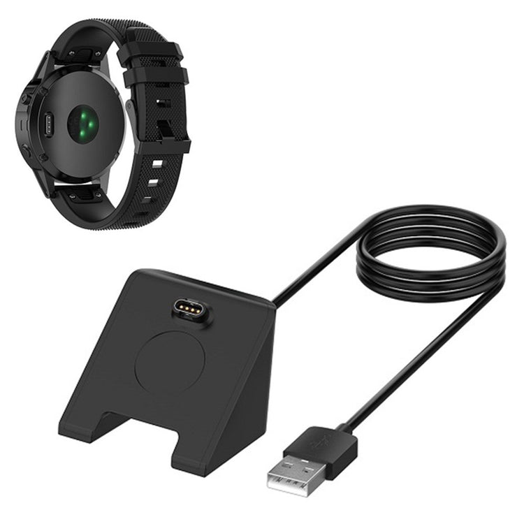 Metal Og Silikone USB Ladestation passer til Garmin Smartwatch - Sort#serie_3