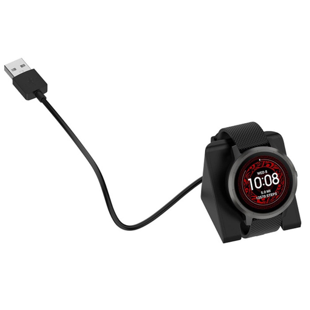 Metal Og Silikone USB Ladestation passer til Garmin Smartwatch - Sort#serie_3