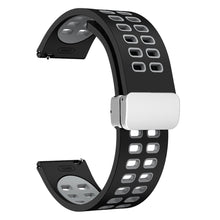 22mm Universal dual color silicone strap with silver buckle - Black / Grey#serie_2