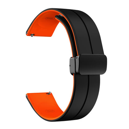 20mm Universal dual color silicone strap in black buckle - Black / Orange#serie_11