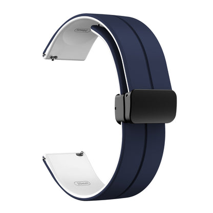 20mm Universal dual color silicone strap in black buckle - Midnight Blue / White#serie_7