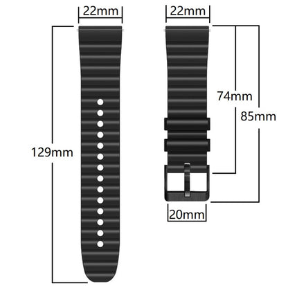 22mm Universal dual-color silicone strap with black buckle - Black+Orange#serie_4