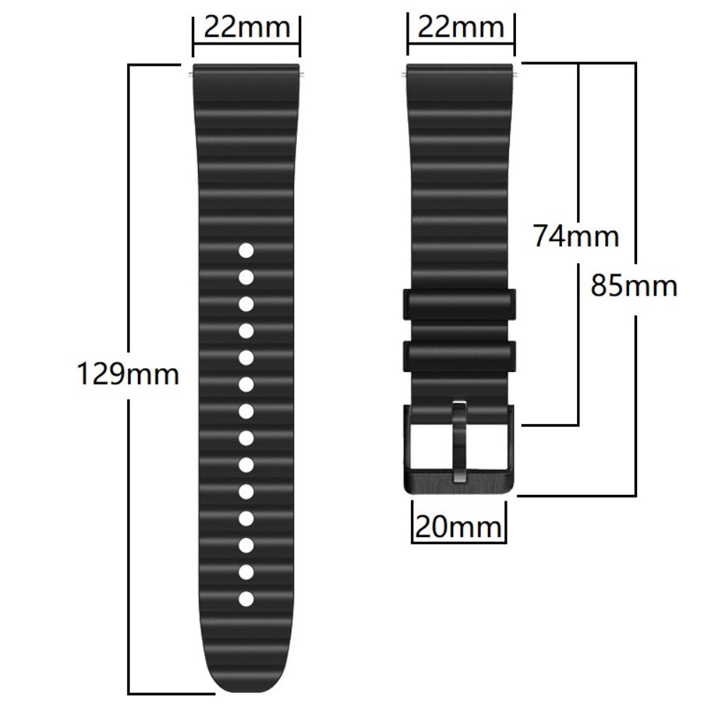 22mm Universal dual-color silicone strap with black buckle - Black#serie_7
