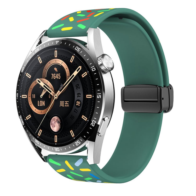 Super Holdbart Metal Og Silikone Universal Rem passer til Smartwatch - Grøn#serie_7