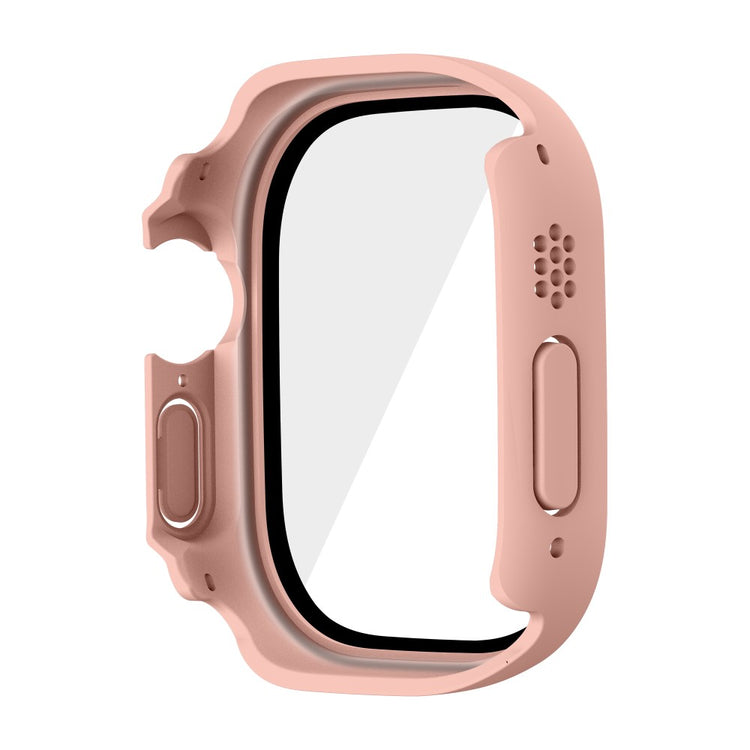 Mega Flot Apple Watch Ultra Cover med Skærmbeskytter i Plastik og Hærdet Glas - Pink#serie_1