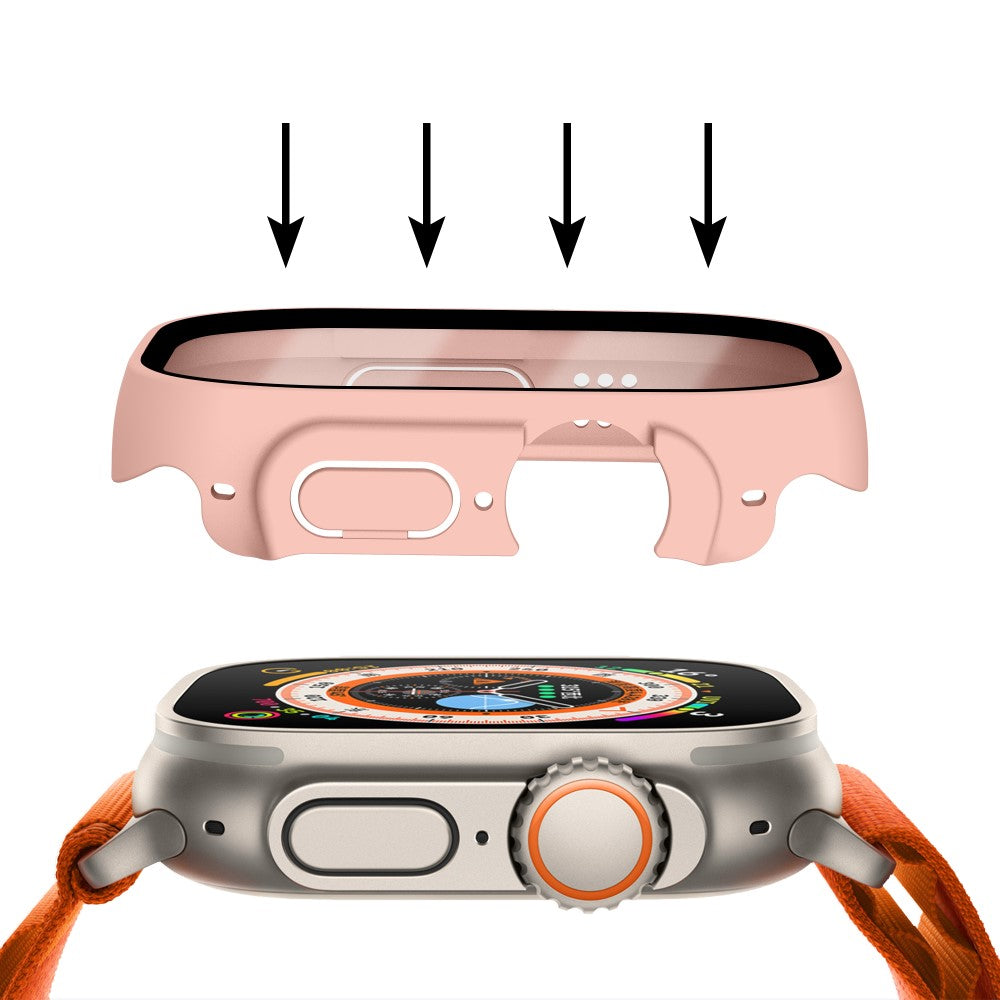 Mega Flot Apple Watch Ultra Cover med Skærmbeskytter i Plastik og Hærdet Glas - Pink#serie_1