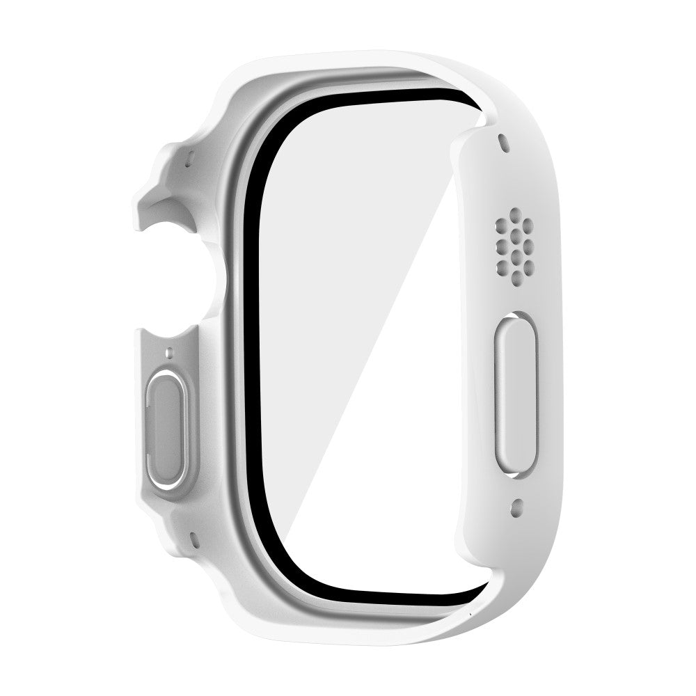 Mega Flot Apple Watch Ultra Cover med Skærmbeskytter i Plastik og Hærdet Glas - Hvid#serie_3