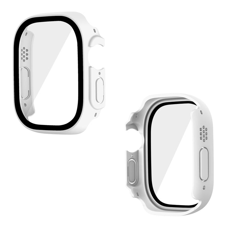 Mega Flot Apple Watch Ultra Cover med Skærmbeskytter i Plastik og Hærdet Glas - Hvid#serie_3