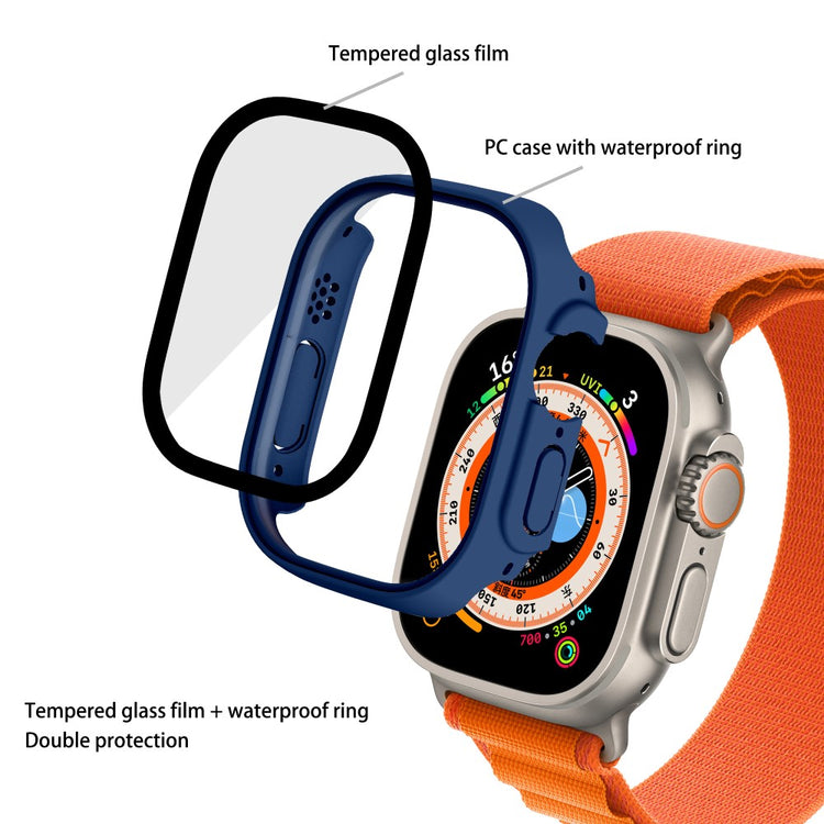 Mega Flot Apple Watch Ultra Cover med Skærmbeskytter i Plastik og Hærdet Glas - Blå#serie_4