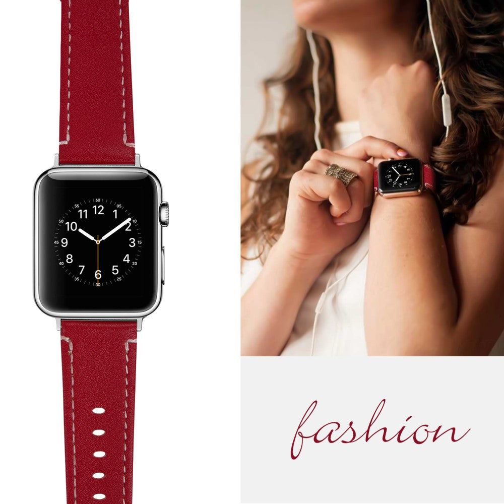 Ægte læder Cover passer til Apple Watch Ultra - Rød#serie_4