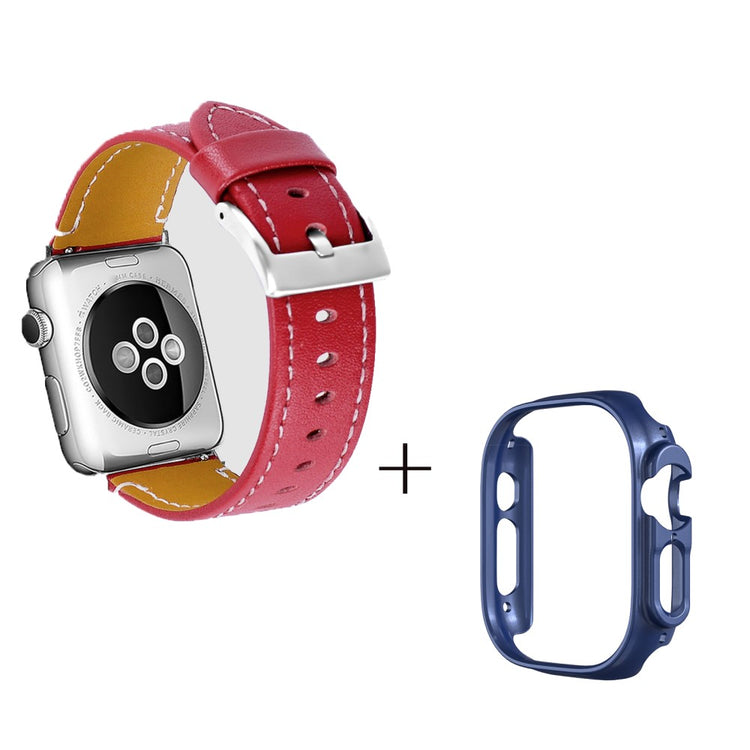 Ægte læder Cover passer til Apple Watch Ultra - Rød#serie_3