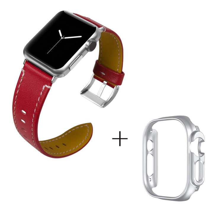 Ægte læder Cover passer til Apple Watch Ultra - Rød#serie_5