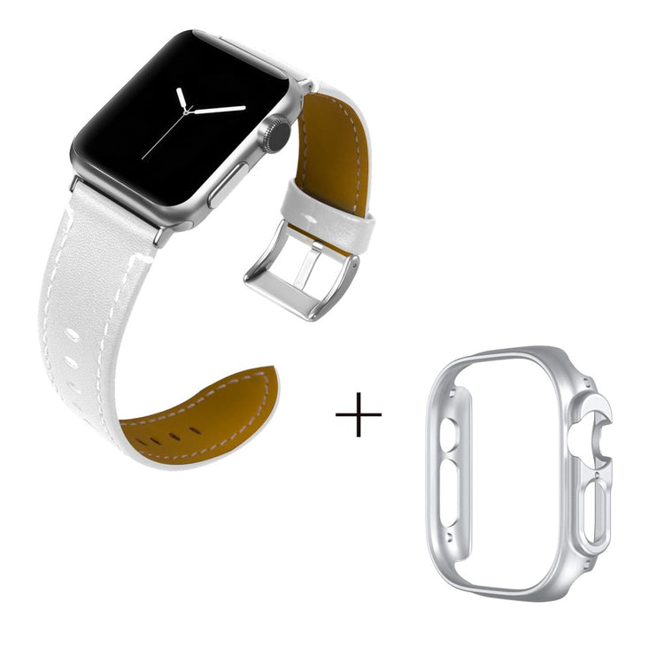 Ægte læder Cover passer til Apple Watch Ultra - Hvid#serie_8
