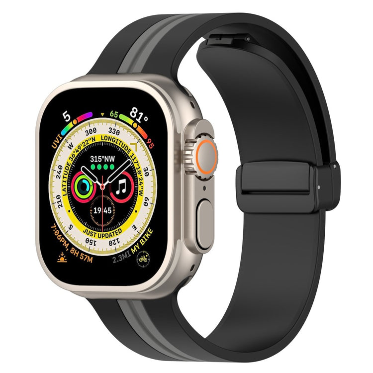 Super Slidstærk Silikone Universal Rem passer til Apple Smartwatch - Sort#serie_2