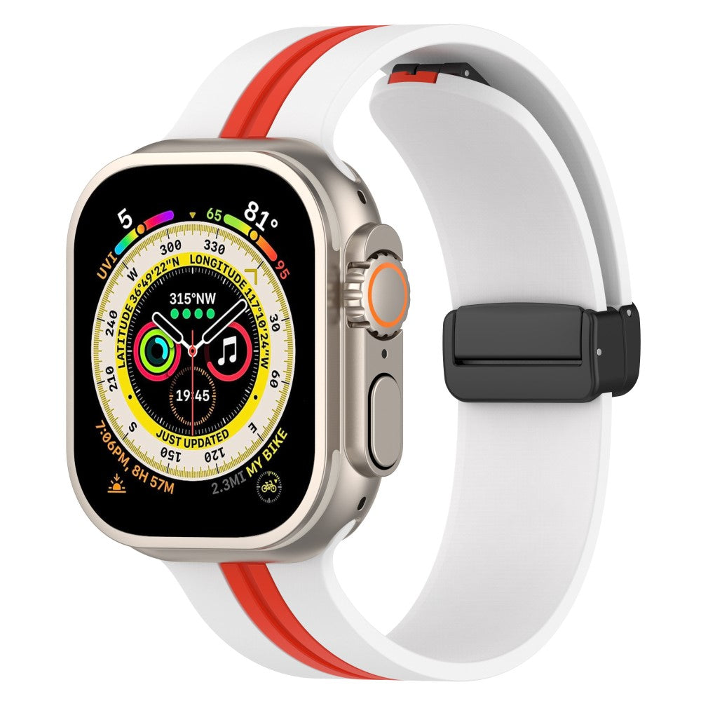 Super Slidstærk Silikone Universal Rem passer til Apple Smartwatch - Hvid#serie_3