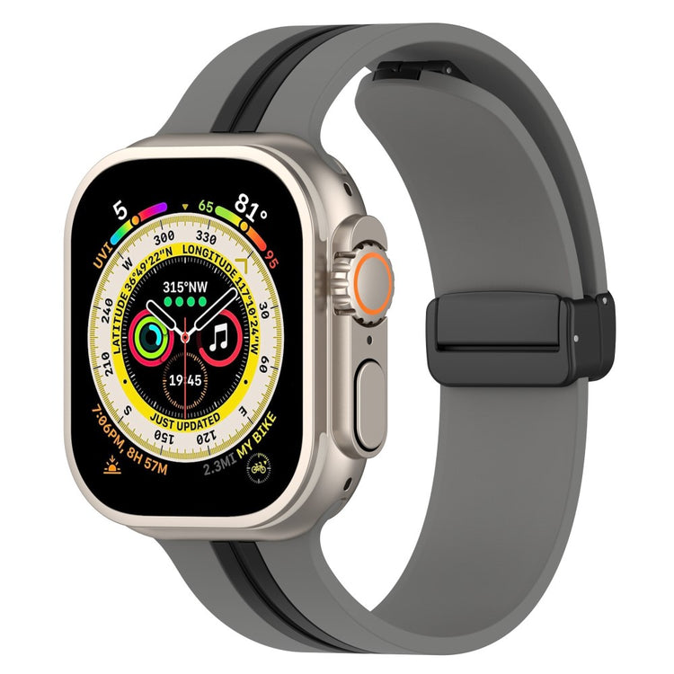 Super Slidstærk Silikone Universal Rem passer til Apple Smartwatch - Sølv#serie_9