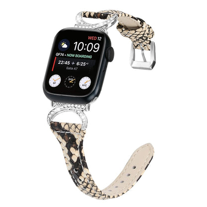 Smuk Ægte Læder Og Rhinsten Universal Rem passer til Apple Smartwatch - Hvid#serie_4