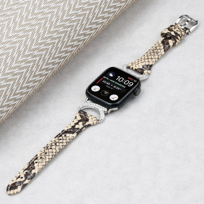 Smuk Ægte Læder Og Rhinsten Universal Rem passer til Apple Smartwatch - Hvid#serie_4