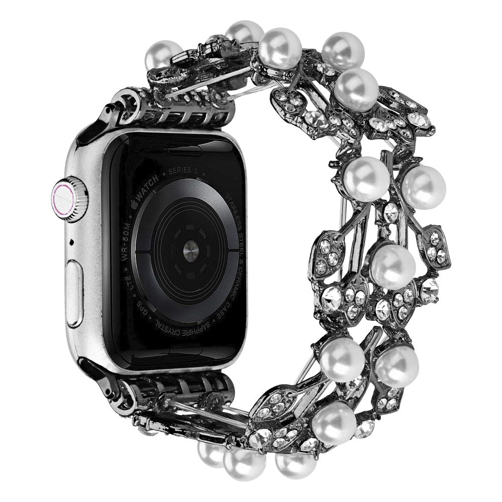 Cool Plastik Og Rhinsten Universal Rem passer til Apple Smartwatch - Sort#serie_1