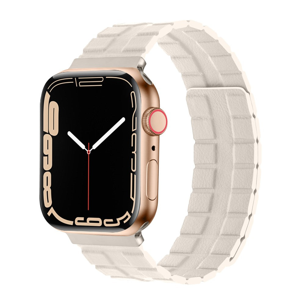 Mega Elegant Ægte Læder Universal Rem passer til Apple Smartwatch - Beige#serie_12